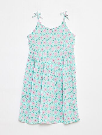 Robe fluide à fines bretelles et motif all over