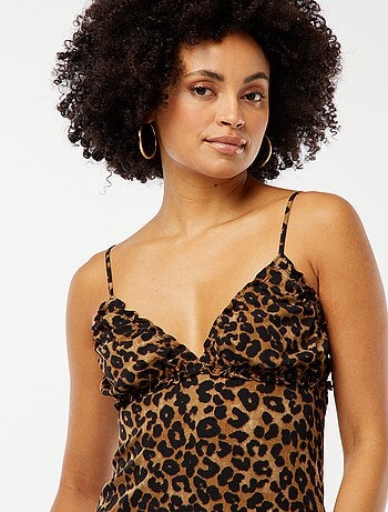 Robe fluide midi avec haut effet nuisette