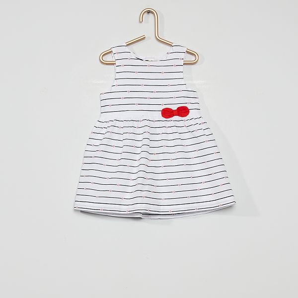 Robe Imprimee Eco Concu Bebe Fille Blanc Raye Kiabi 5 60