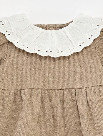 Robe interlock avec grand col gaze de coton