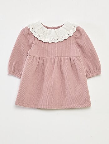 Robe interlock avec grand col gaze de coton