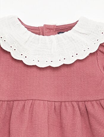 Robe interlock avec grand col gaze de coton