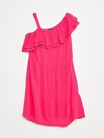 Robe légère à bretelles et volants uni