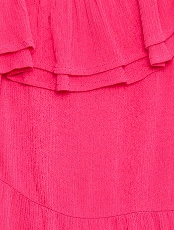 Robe légère à bretelles et volants uni