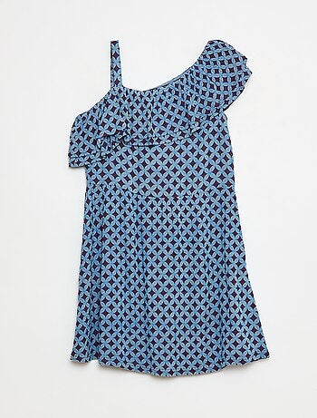 Robe légère à bretelles et volants uni