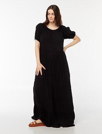 Robe longue à col bardot