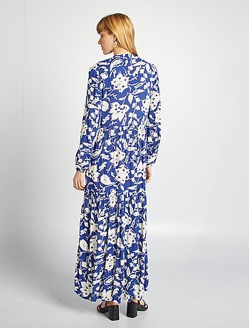 Robe longue à motif avec col tunisien