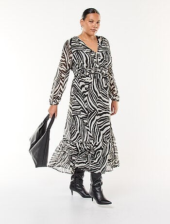 Robe longue à motifs et à manches longues