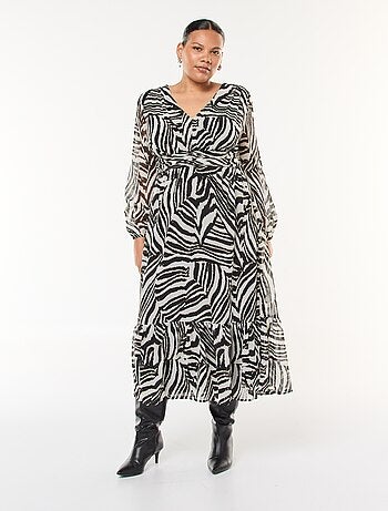 Robe longue à motifs et à manches longues