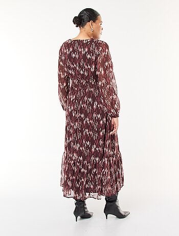 Robe longue à motifs et à manches longues