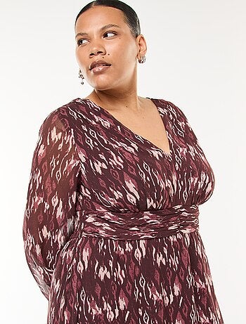 Robe longue à motifs et à manches longues