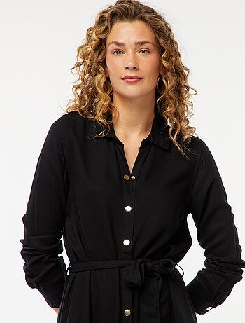 Robe longue chemise imprimée avec ceinture