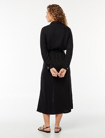 Robe longue chemise imprimée avec ceinture
