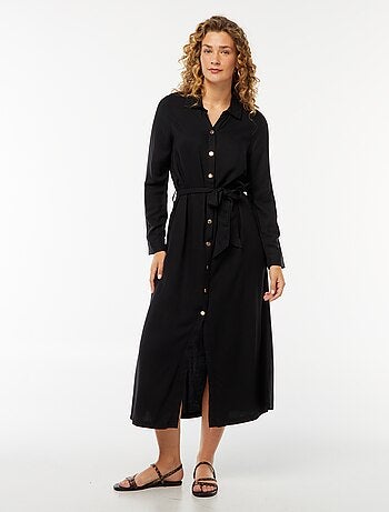 Robe longue chemise imprimée avec ceinture