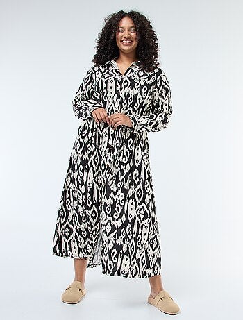 Robe longue coupe chemise avec ceinture à la taille