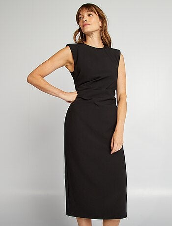 Robe longue drapée avec épaulettes