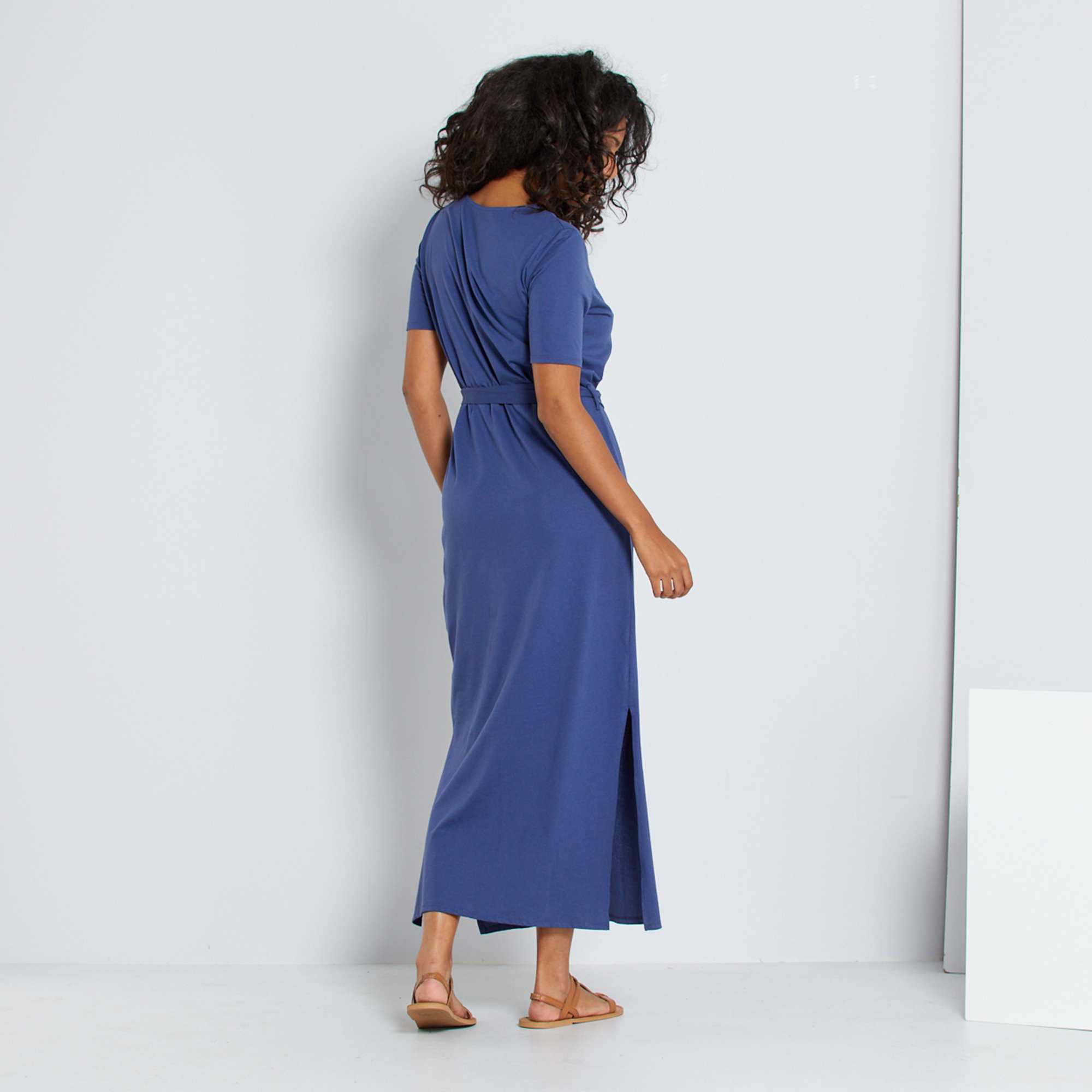 Robe longue en coton écoconçue femme blanc/bleu rayé Kiabi 13,50€