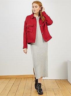 Robe longue en maille côtelée - Kiabi