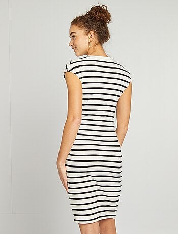 Robe longue en matière stretch côtelée