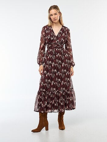 Robe longue imprimée à base volantée