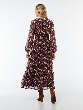 Robe longue imprimée à base volantée