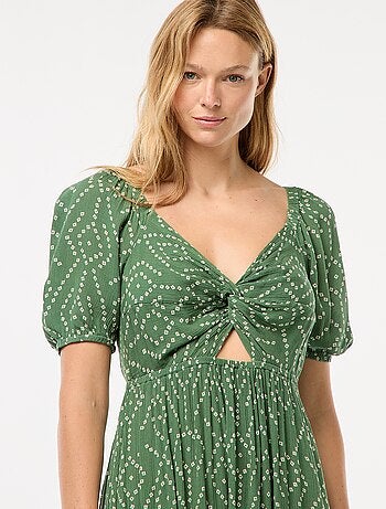 Robe longue imprimée avec fentes