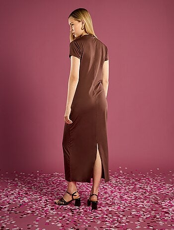 Robe longue manches courtes uni