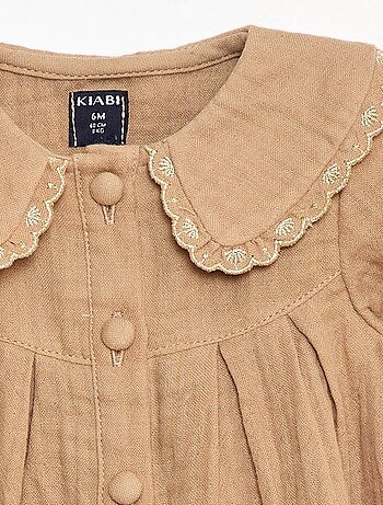 Robe manches longues en gaze de coton