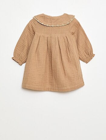 Robe manches longues en gaze de coton