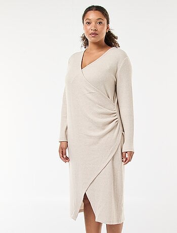 Robe mi-longue portefeuille en maille