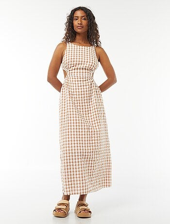 Robe midi avec dos nu et imprimé vichy