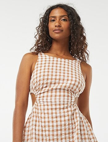 Robe midi avec dos nu et imprimé vichy