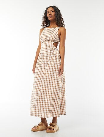 Robe midi avec dos nu et imprimé vichy