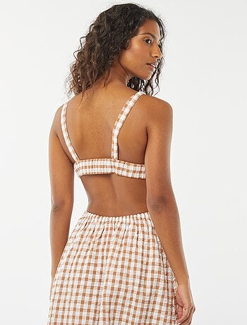 Robe midi avec dos nu et imprimé vichy