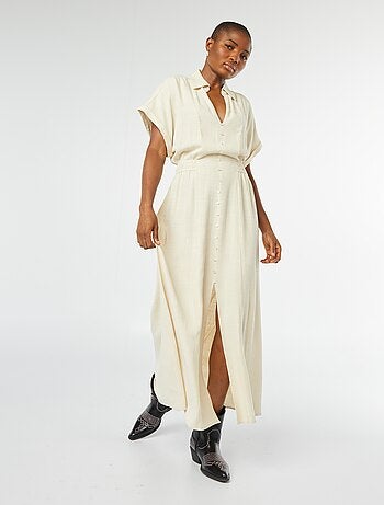 Robe midi boutonnée avec col chemise
