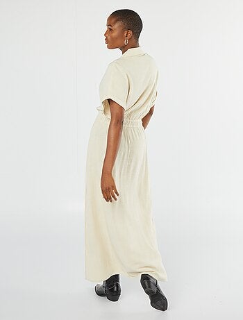 Robe midi boutonnée avec col chemise