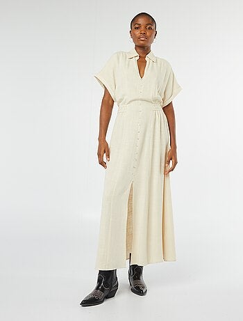 Robe midi boutonnée avec col chemise