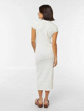 Robe midi côtelée avec un col polo