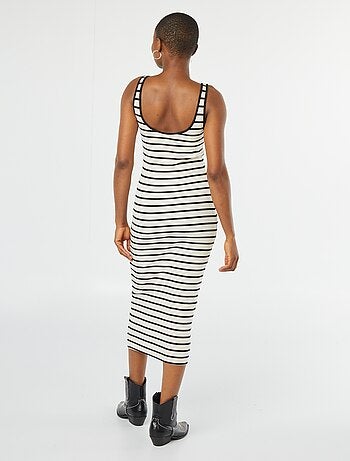 Robe midi côtelée sans manches