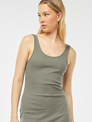 Robe midi côtelée sans manches