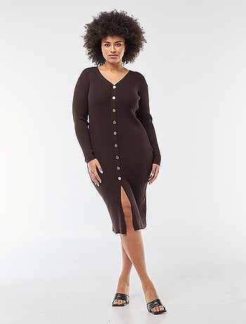 Robe midi en maille lourde côtelée esprit gilet