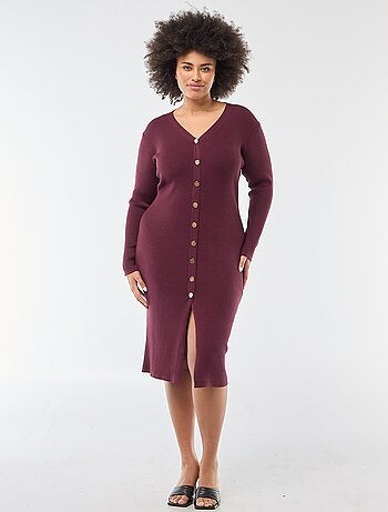 Robe midi en maille lourde côtelée esprit gilet