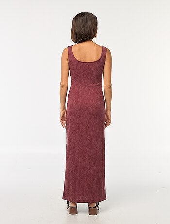 Robe midi en matière gaufrée ajourée sur les côtés