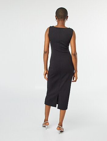 Robe midi froncée sans manches