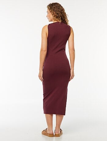 Robe midi moulante à col drapé