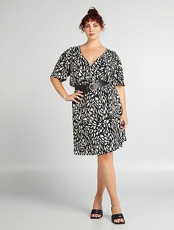 Robe portefeuille crêpée à motif