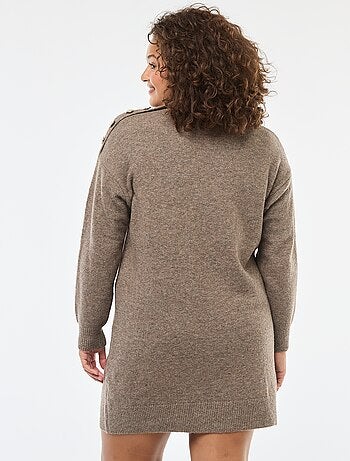 Robe pull avec boutons fantaisies à l'épaule