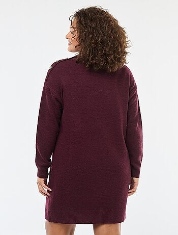 Robe pull avec boutons fantaisies à l'épaule