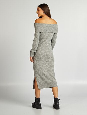 Robe pull avec encolure bardot