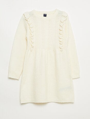 Robe pull avec maille ajourée et volants